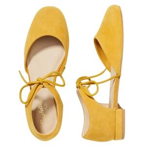 NWOB Anthropologie Seychelles‎ Women's Ankle Tie Suede Flats Yellow size 10 Boho